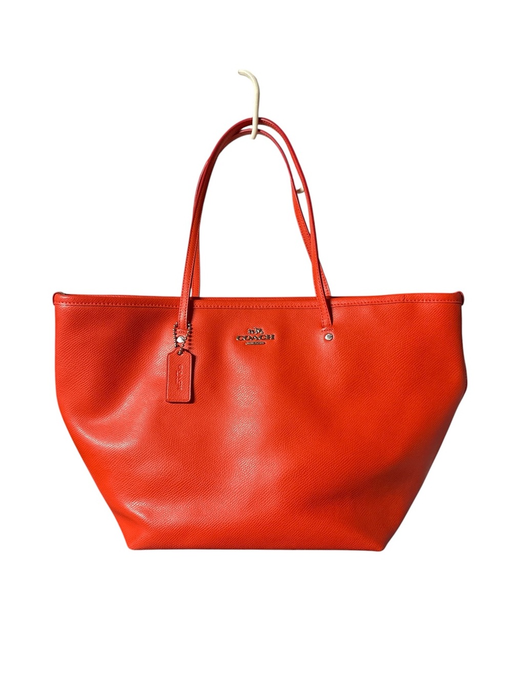 Coach Bright Orange Pebbled Leather Street Tote